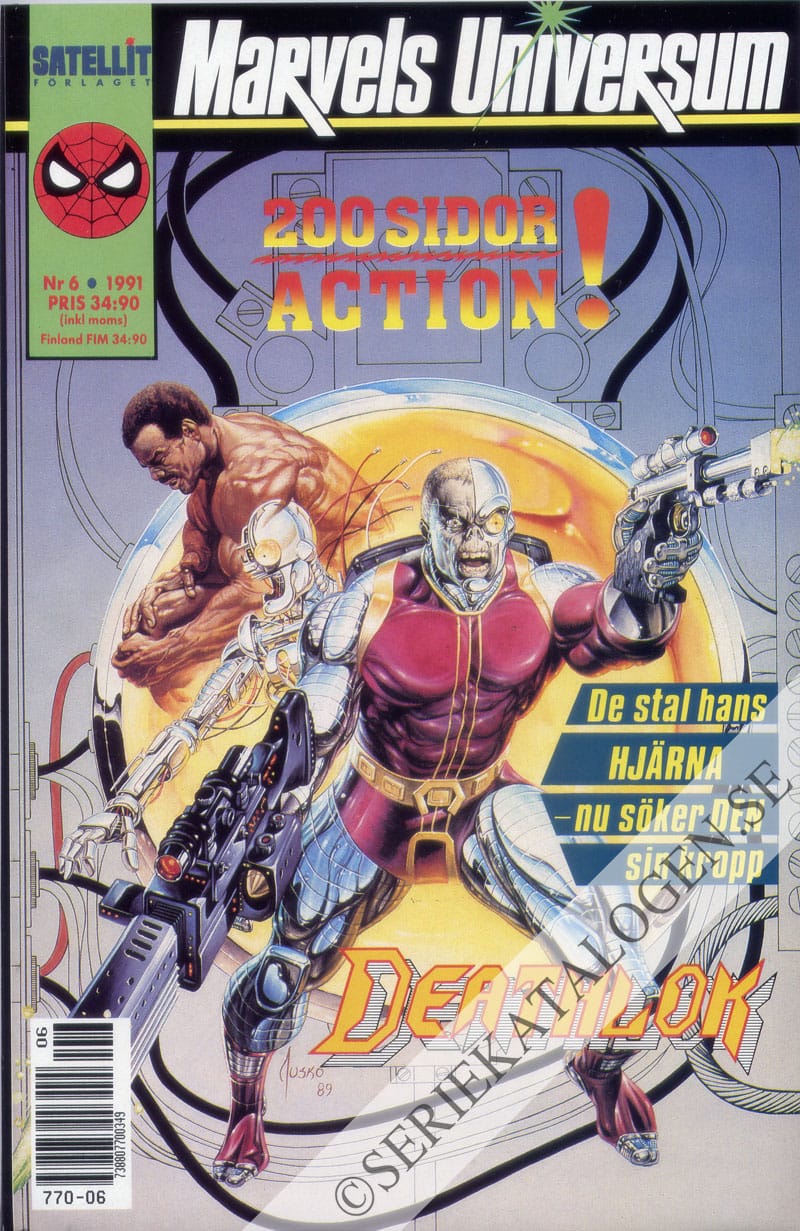 Framsida på Marvels universum #6 - Deathlok (1991)
