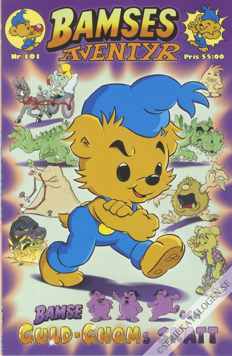 Framsida på Bamses äventyr Bamse och guld-gnoms skatt (2022)