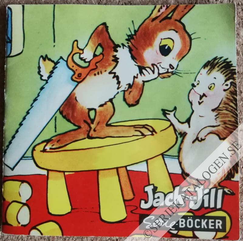 Framsida på Jack och Jill serieböcker Hasse Hare som snickare (1957)