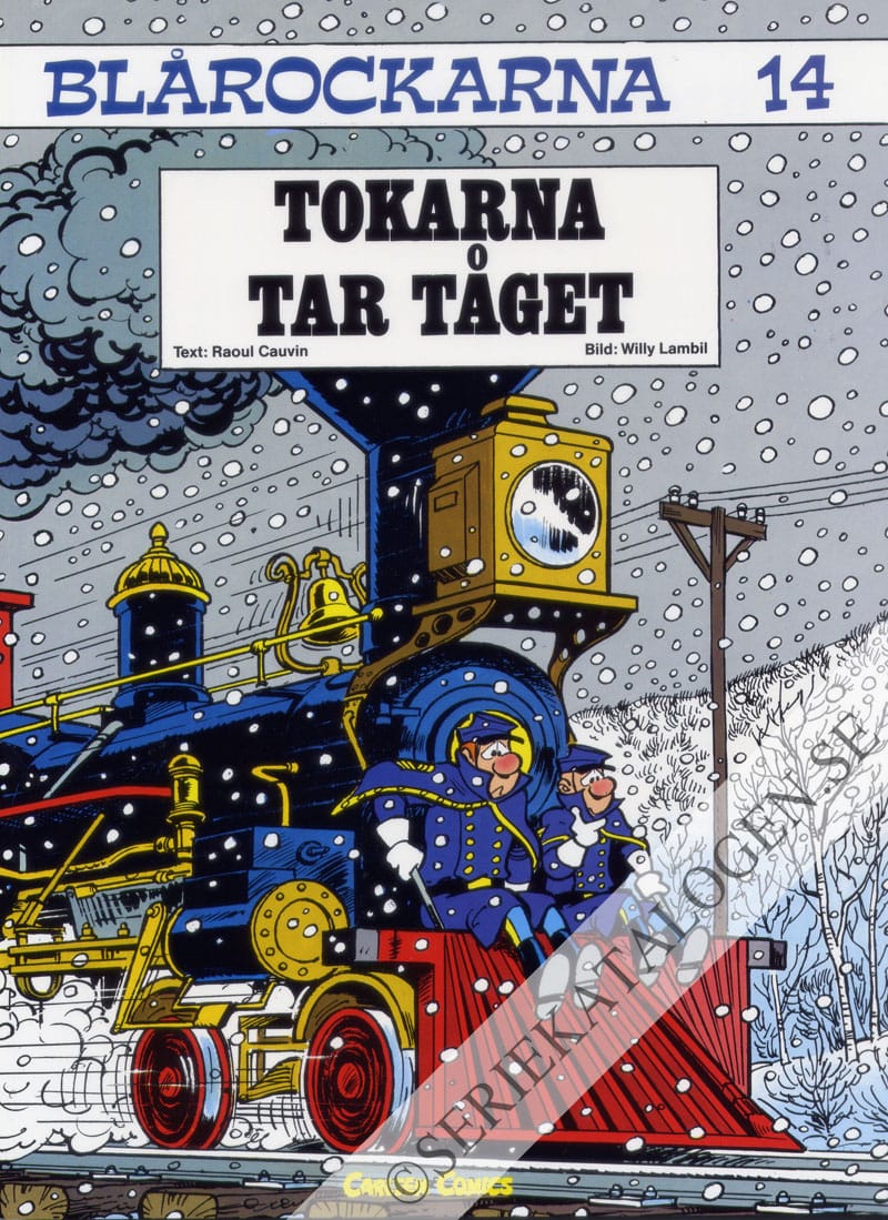 Framsida på Blårockarna Tokarna tar tåget (1990)