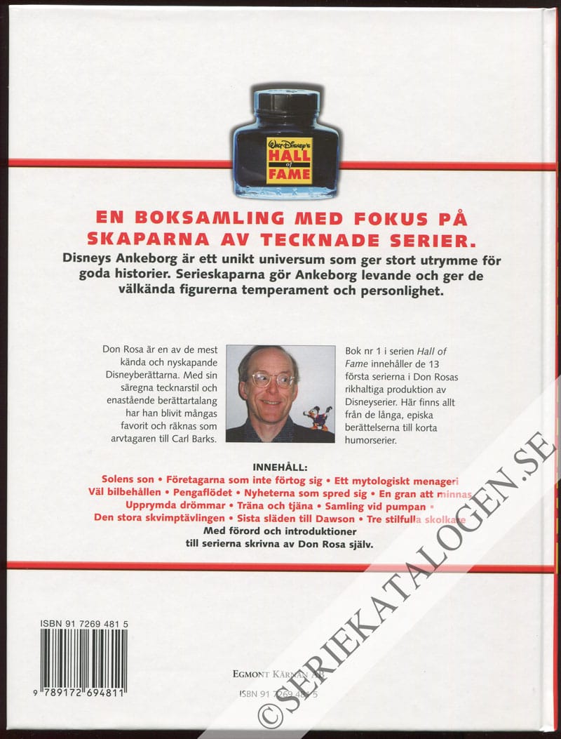 Baksida utan skyddsomslag på Don Rosa (2004)
