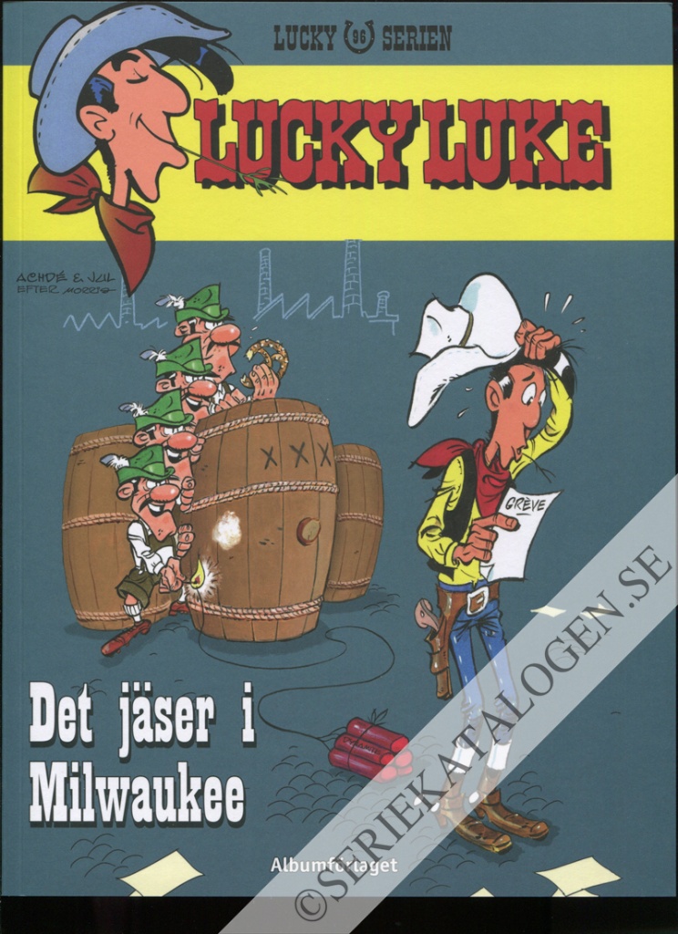 Framsida på Lucky Lukes äventyr #96 - Det jäser i Milwaukee (2025)