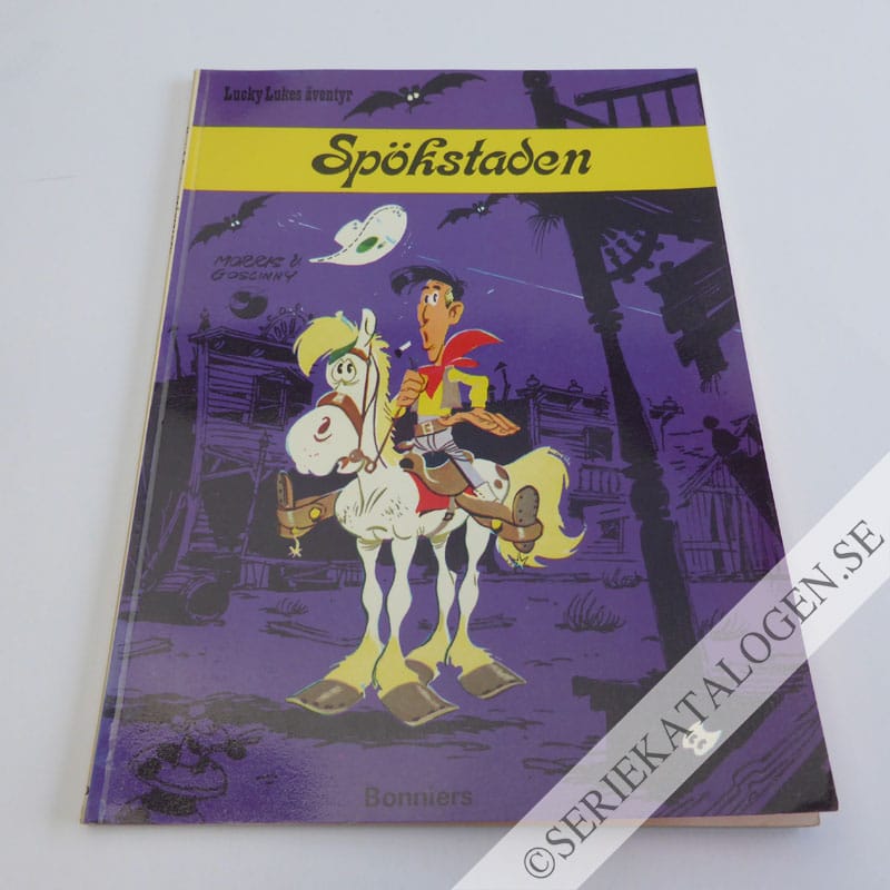 Framsida på Lucky Lukes äventyr Spökstaden (1975)
