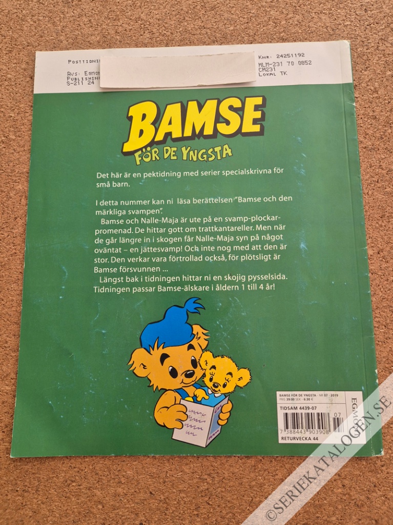 Baksida på Bamse och den märkliga svampen (2019)