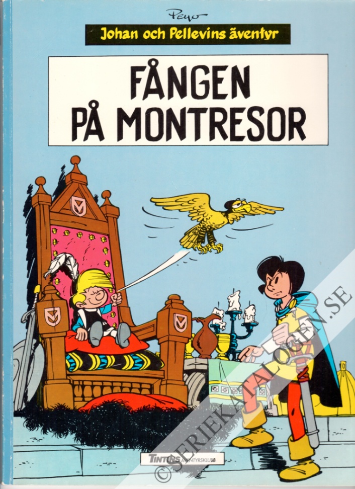 Framsida på Tintins äventyrsklubb Fången på Montresor (1986)