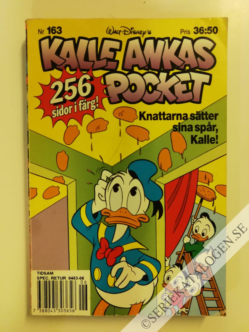 Framsida på Kalle Ankas pocket #163 - Knattarna sätter sina spår, Kalle! (1993)