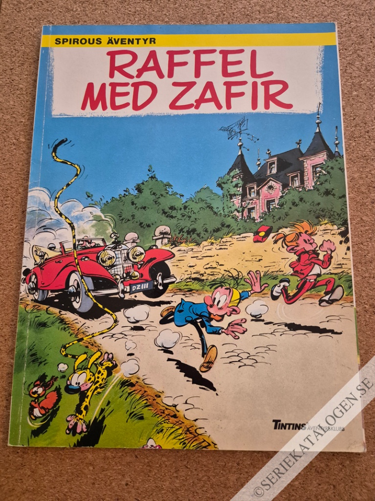 Framsida på Tintins äventyrsklubb Raffel med Zafir (1990)