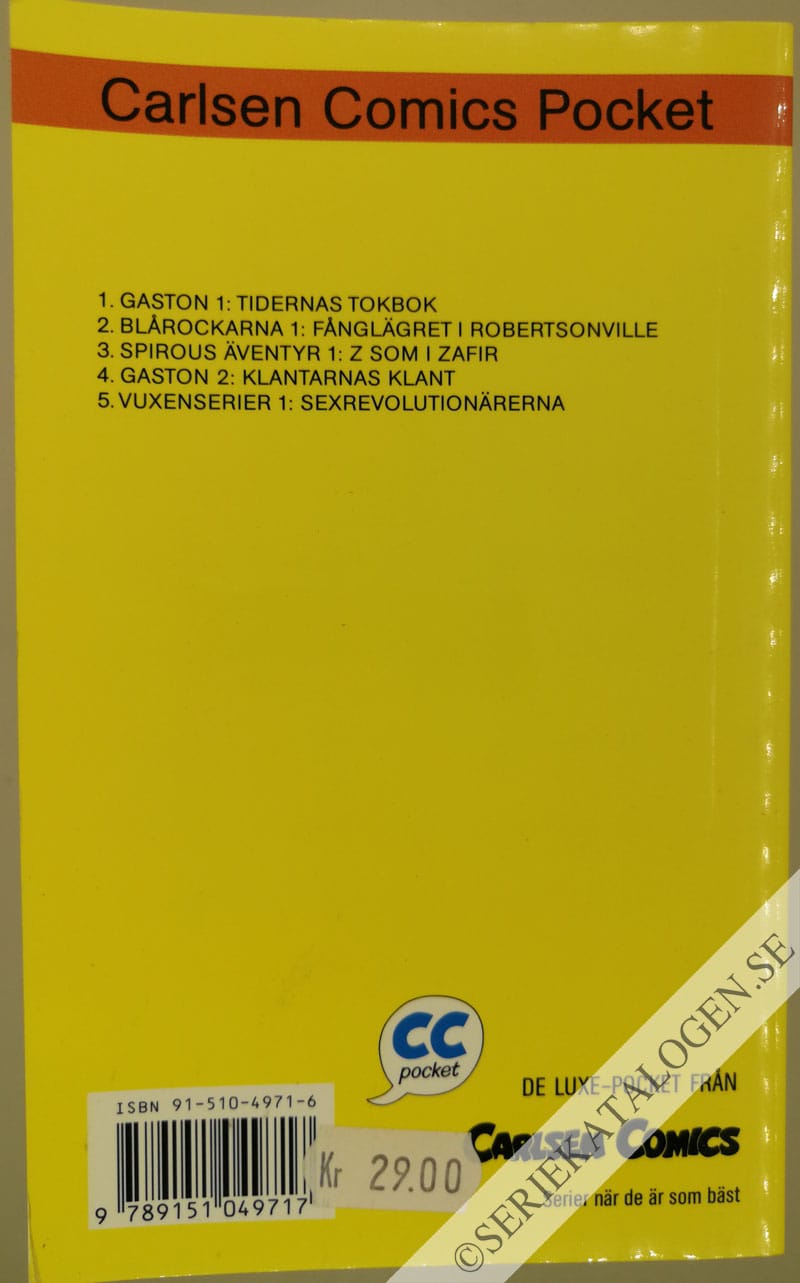 Baksida på Gaston 1: Tidernas Tokbok (1990)