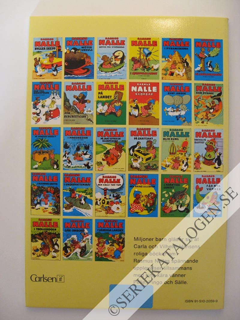 Baksida på Rasmus Nalle vid slingrande floden (1977)