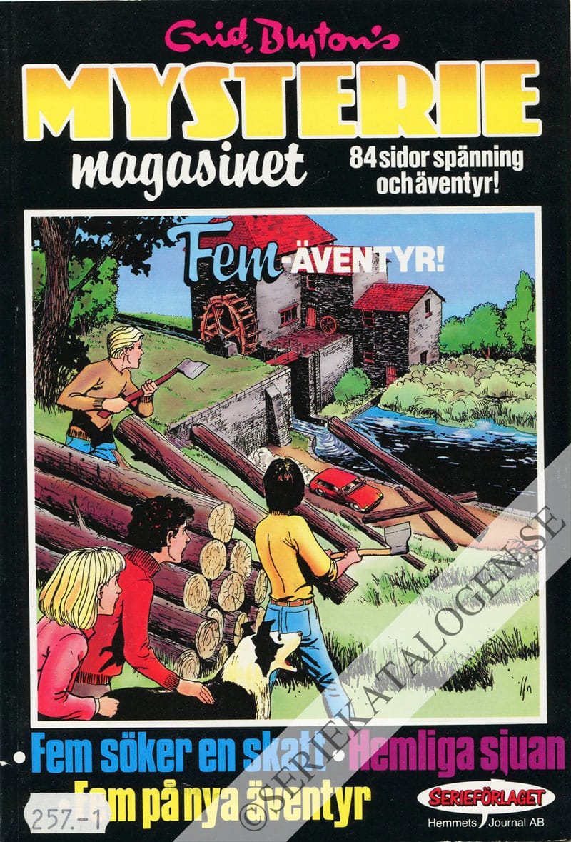 Framsida på Mysteriemagasinet Fem söker en skatt - Hemliga sjuan - Fem på nya äventyr (1988)