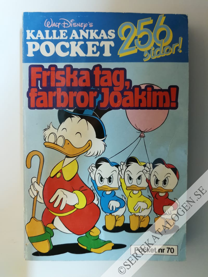 Framsida på Kalle Ankas pocket Friska tag, farbror Joakim! (1986)