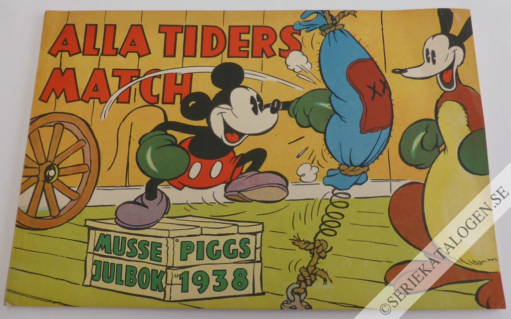 Framsida på Musse Piggs julbok Alla tiders match (1938)