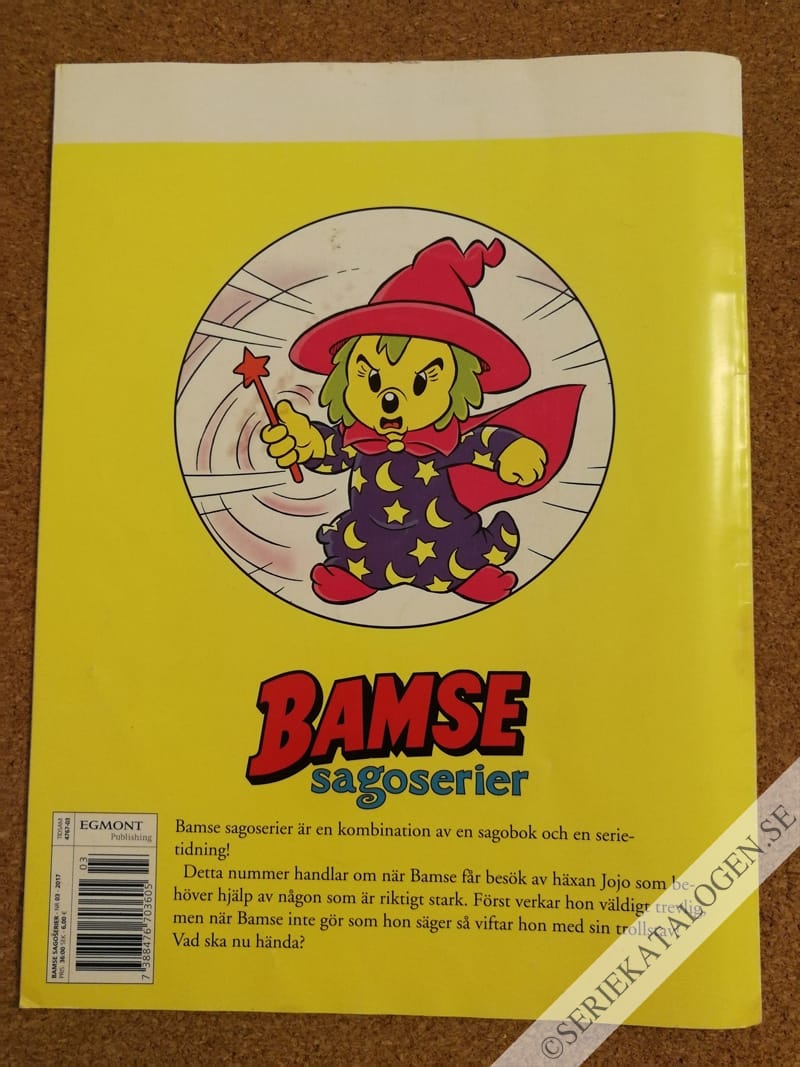 Baksida på Bamse i häxans borg (2017)
