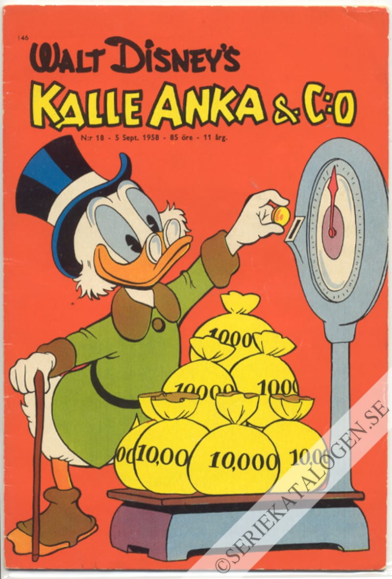 Framsida på Kalle Anka & C:o #18 (1958)