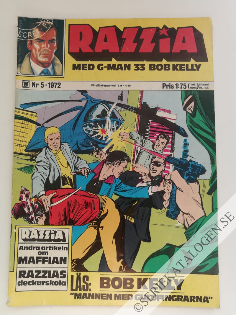Framsida på Razzia med G-man och 33 Bob Kelly #5 (1972)