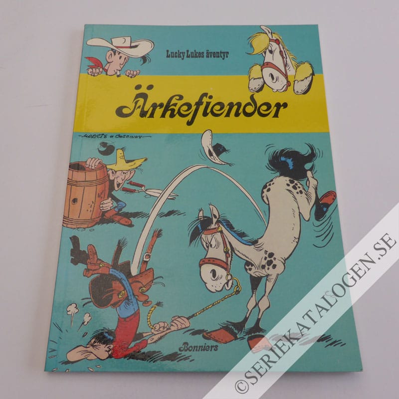 Framsida på Lucky Lukes äventyr Ärkefiender (1978)
