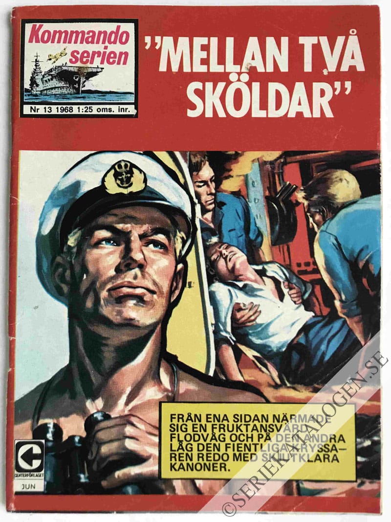 Framsida på Kommandoserien #13 - Mellan två sköldar (1968)