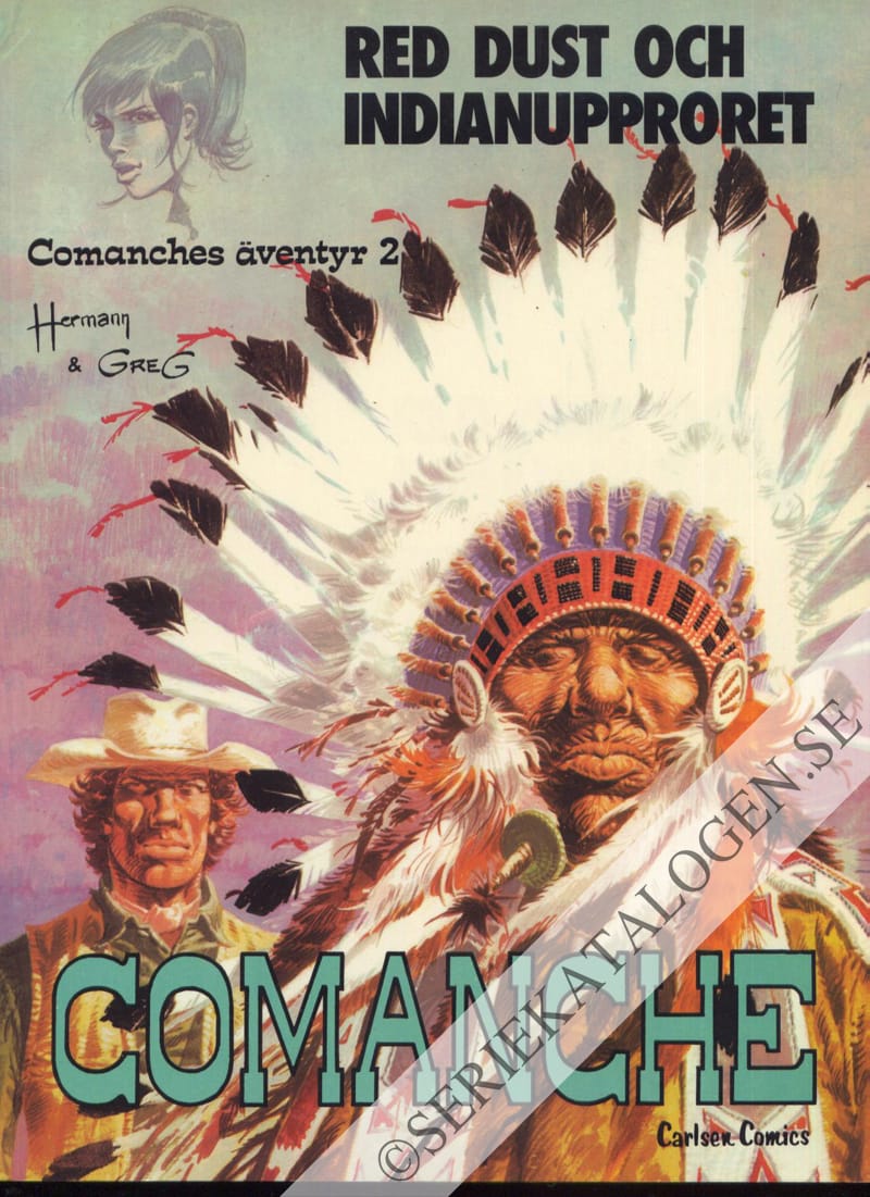 Framsida på Comanches äventyr Red Dust och indianupproret (1980)