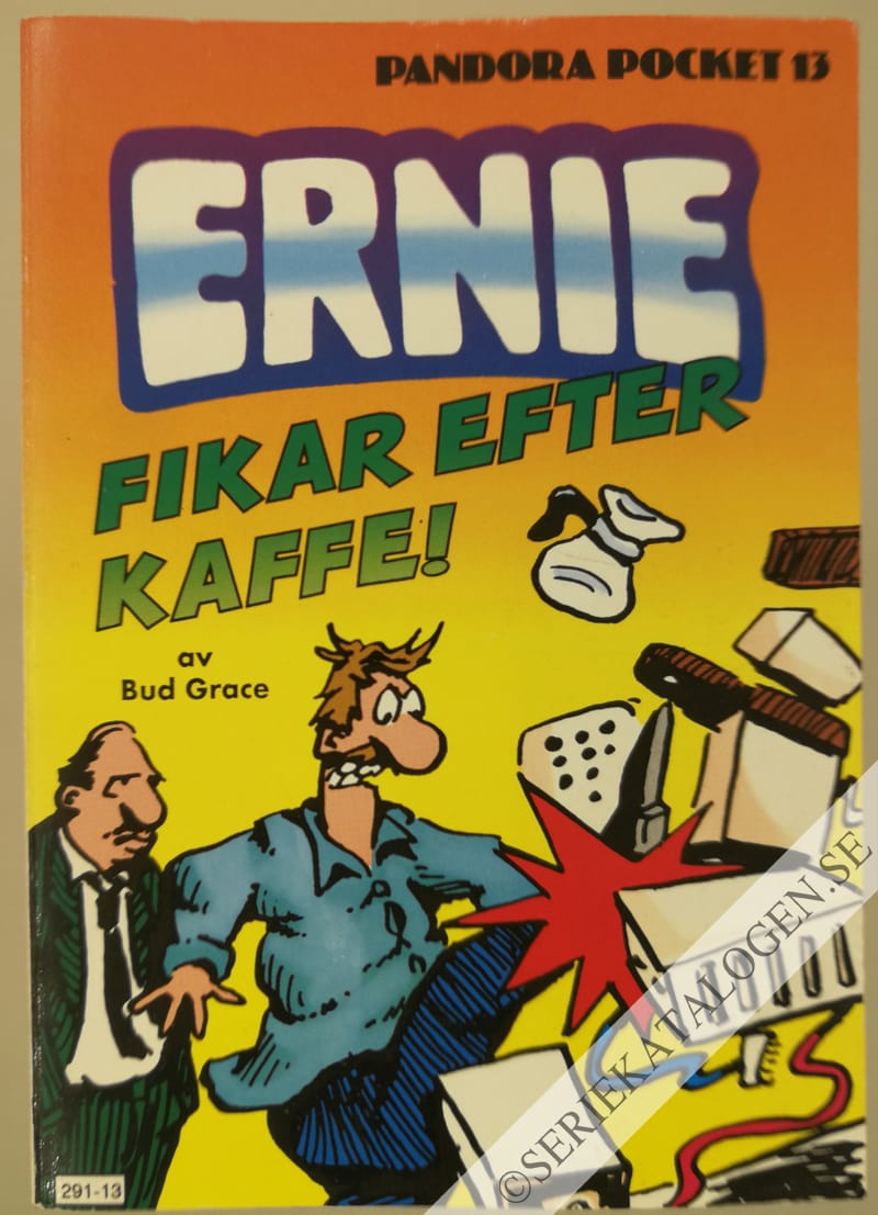 Framsida på Pandora pocket Ernie fikar efter kaffe! (1992)