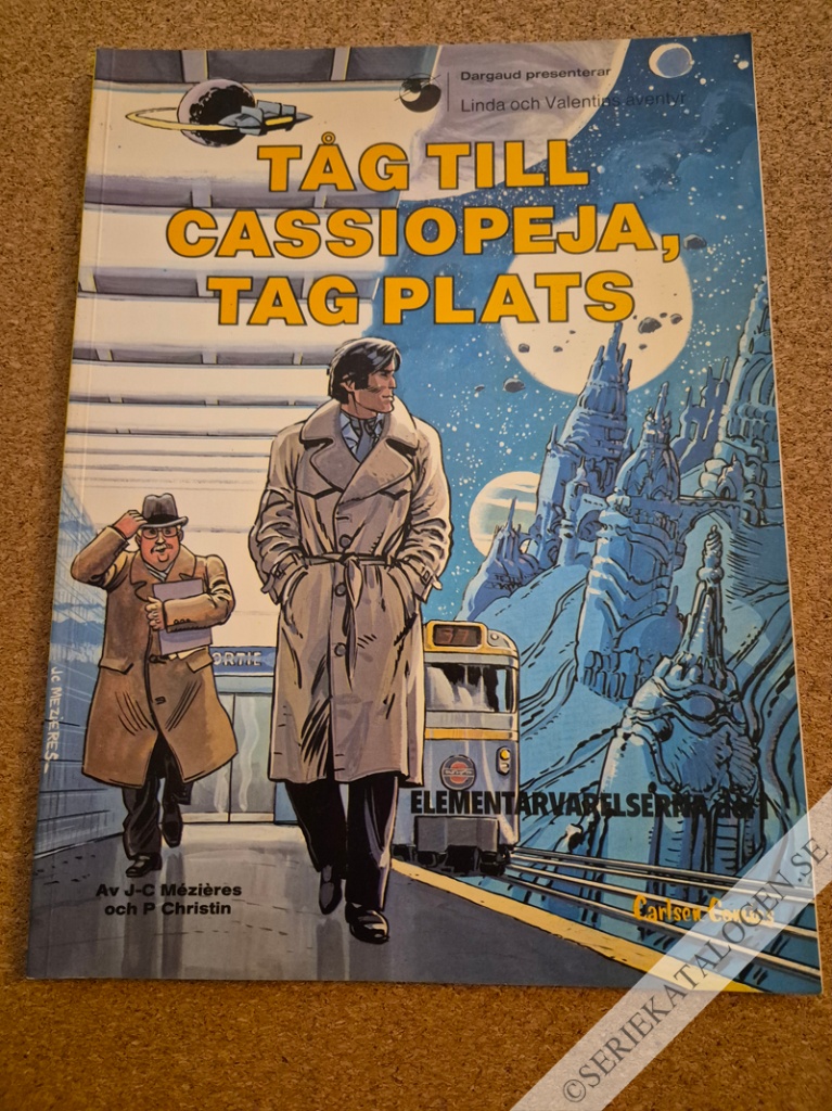 Framsida på Linda och Valentins äventyr Tåg till Cassiopeja, tag plats - elementarvarelserna del 1 (1981)