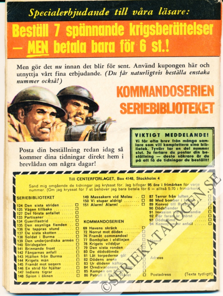 Baksida på Dags att dö! (1966)