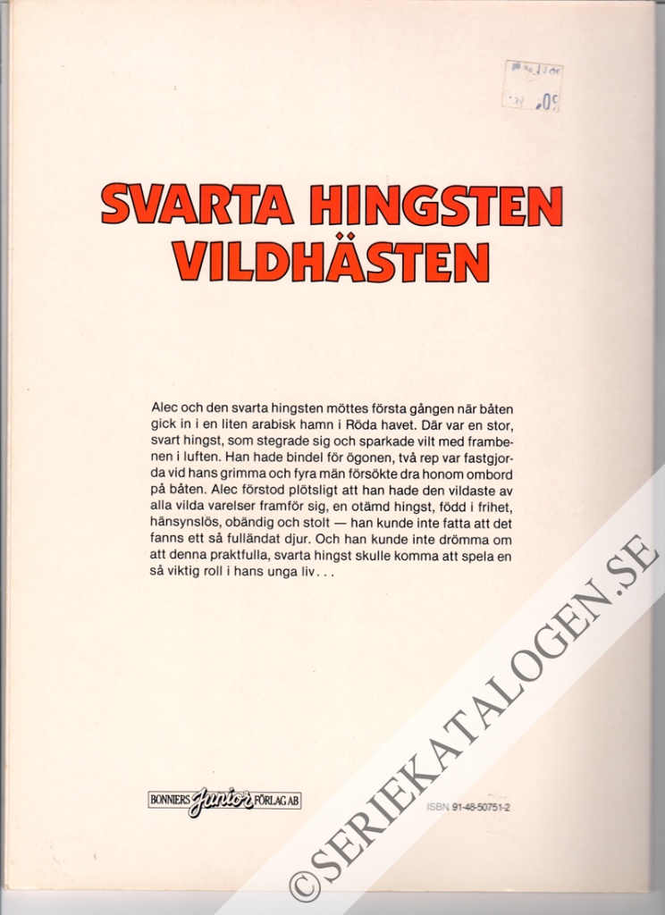 Baksida på Svarta Hingsten - vildhästen (1983)