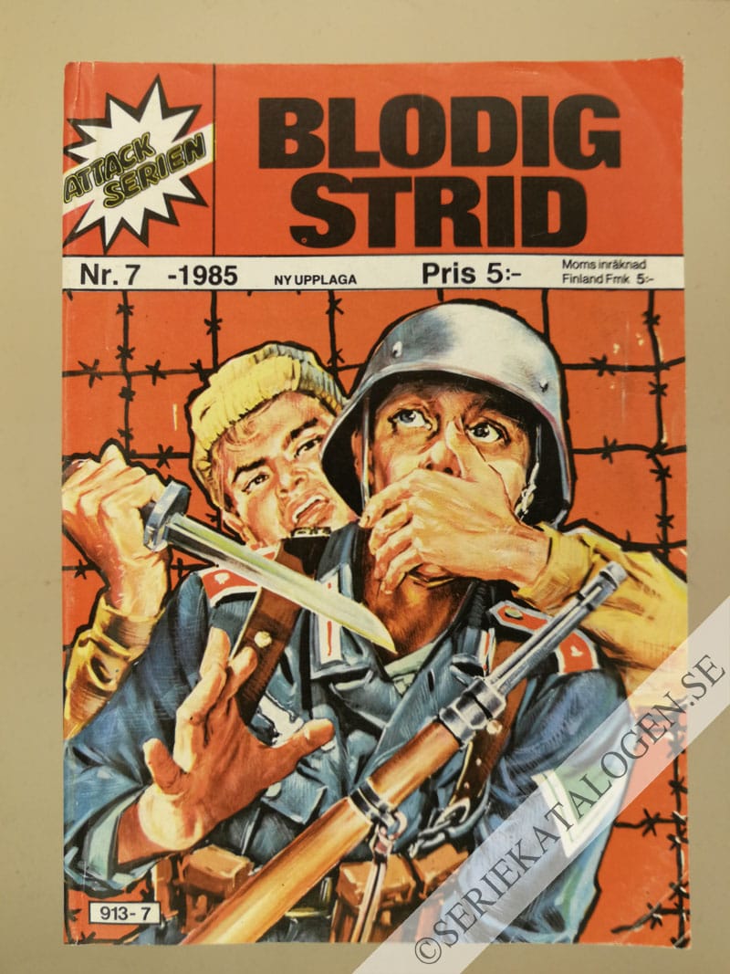 Framsida på Attackserien Blodig strid (1985)