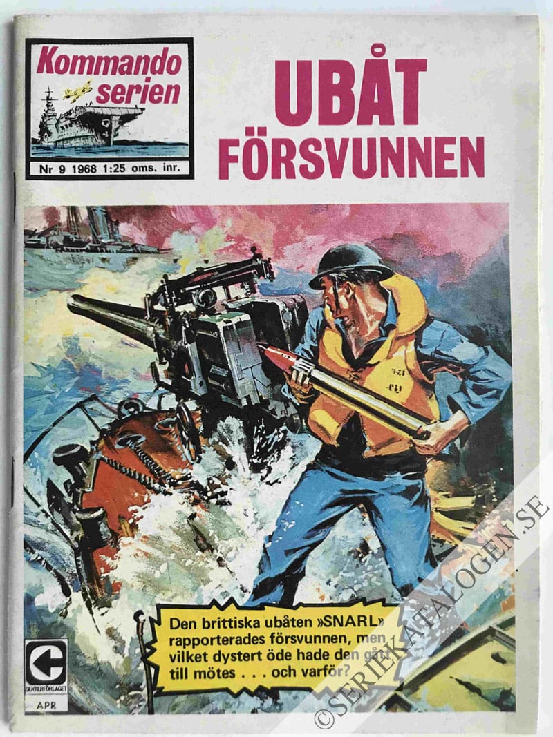 Framsida på Kommandoserien #9 - Ubåt försvunnen (1968)