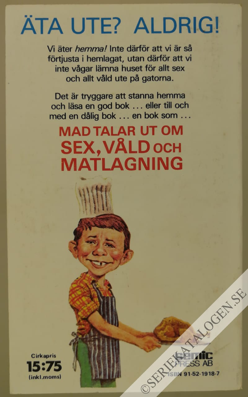 Baksida på MAD talar ut om sex, våld och matlagning (1984)