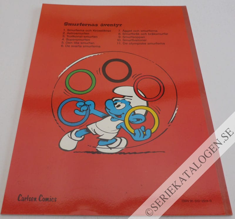 Baksida på De olympiska smurferna (1980)