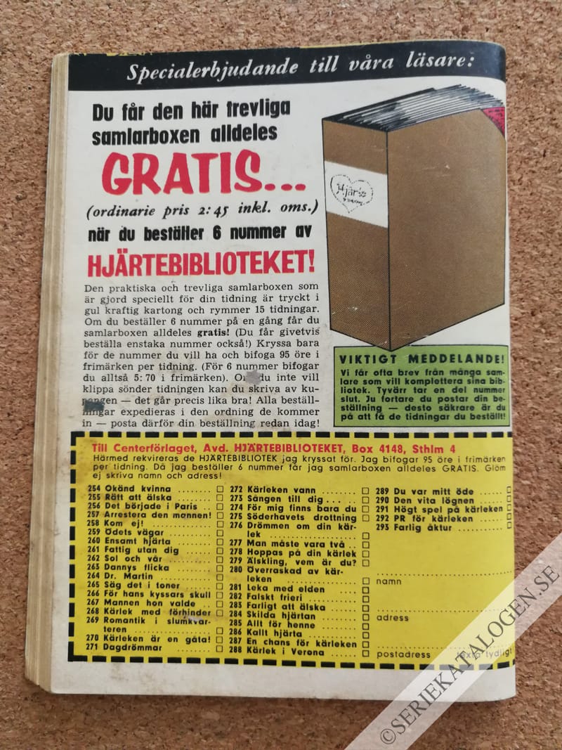 Baksida på Det finns bara en (1965)