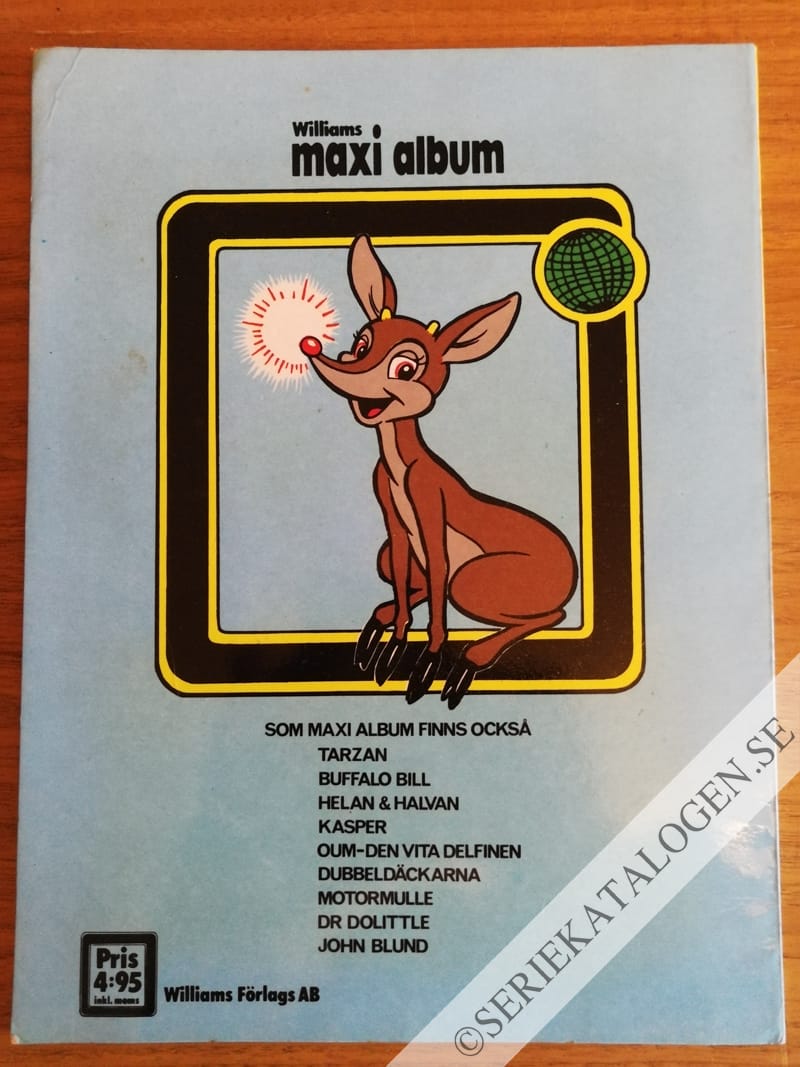Baksida på Rudolf med röda mulen: I Jultomtens verkstad (1973)