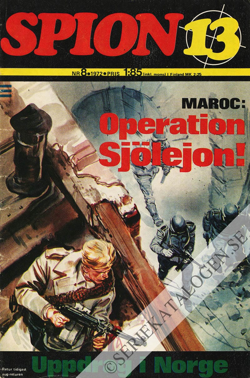 Framsida på Spion 13 #8 - Maroc: Operation Sjölejon!/Uppdrag i Norge (1972)