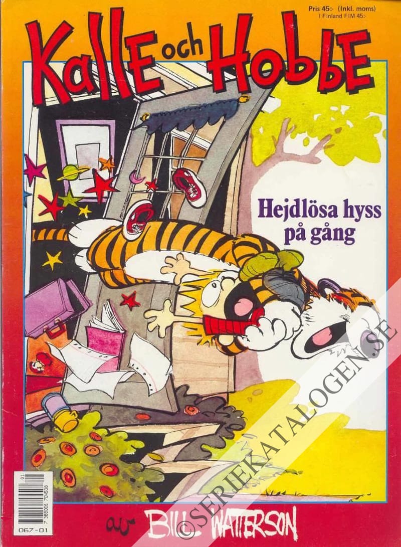 Framsida på Kalle och Hobbe Hejdlösa hyss på gång (1989)