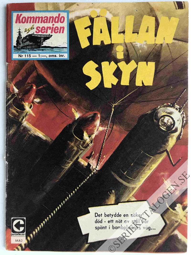 Framsida på Kommandoserien #115 - Fällan i skyn (1967)