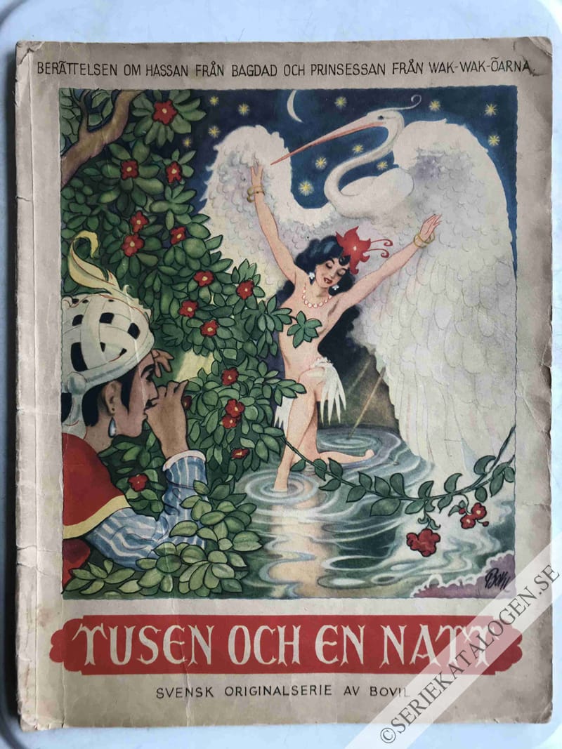 Framsida på Tusen och en natt Berättelsen om Hassan från Bagdad och prinsessan från Wak-Wak-öarna (1946)