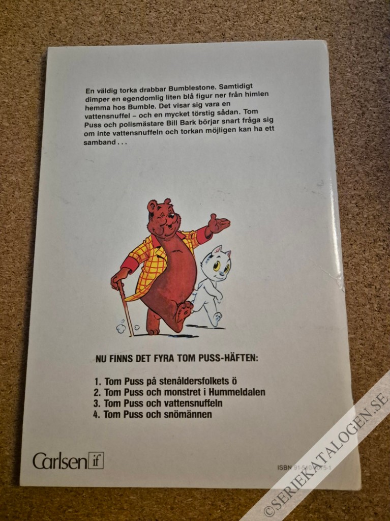 Baksida på Tom Puss och vattensnuffeln (1983)
