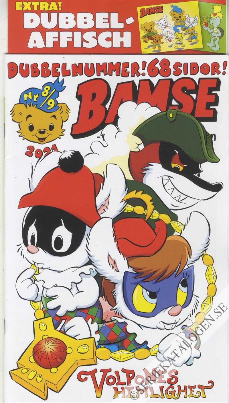 Framsida på Bamse #8-9 - Volpones hemlighet (2021)