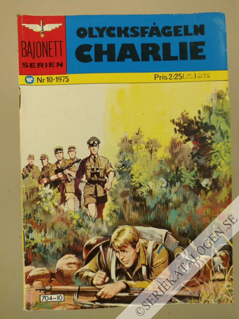 Framsida på Bajonettserien #10 - Olycksfågeln Charlie (1975)