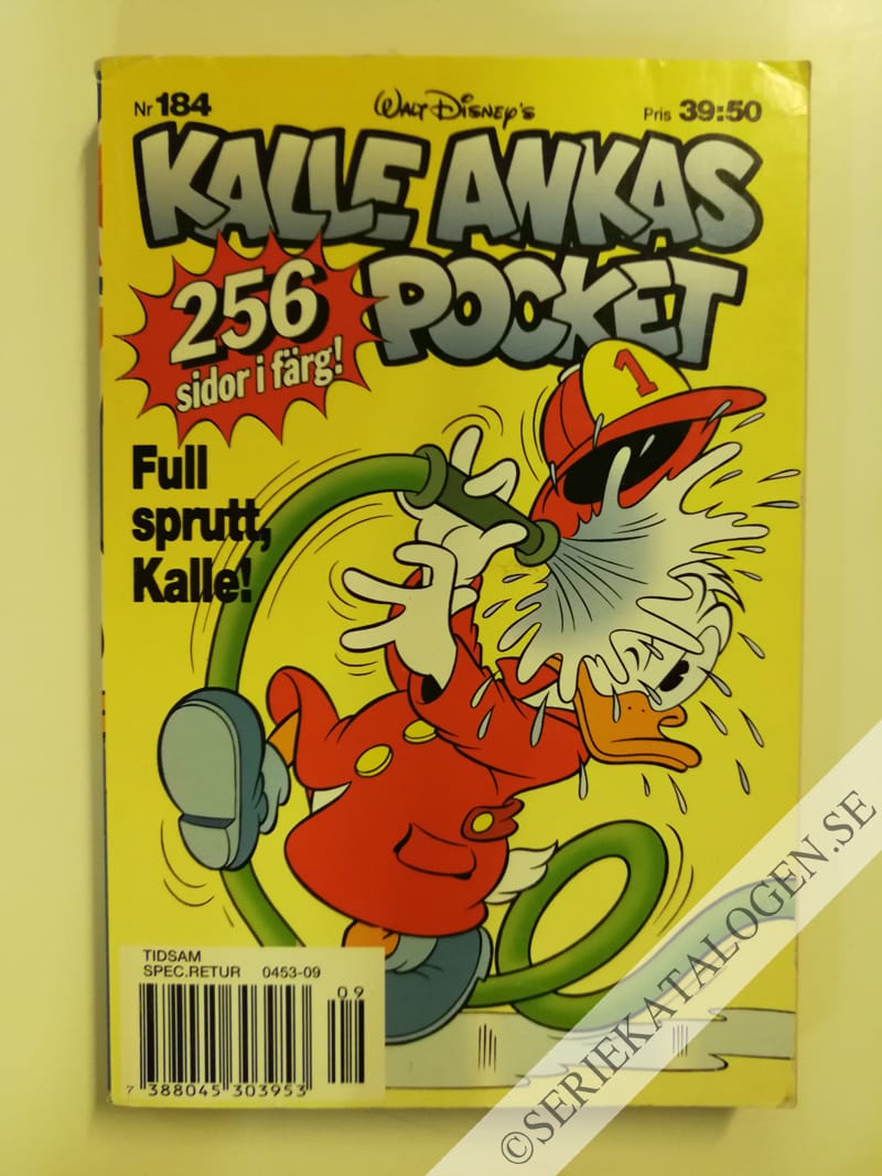 Framsida på Kalle Ankas pocket #184 - Full sprutt, Kalle! (1995)