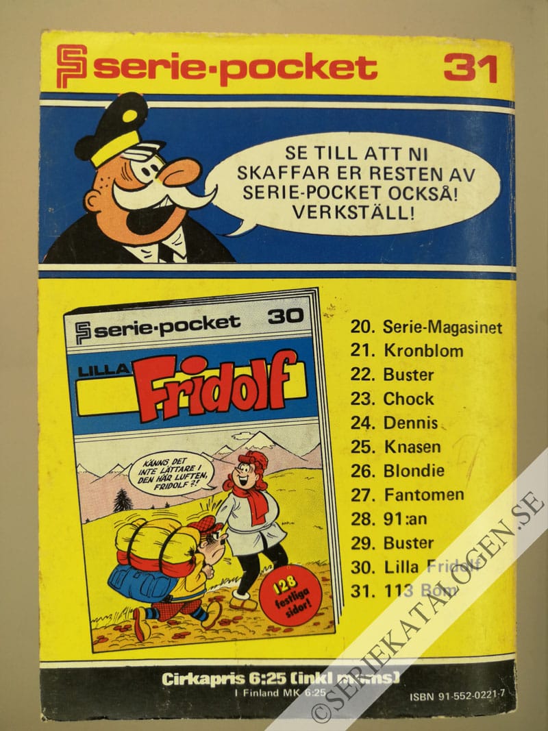 Baksida på Flygsoldat 113 Bom (1975)