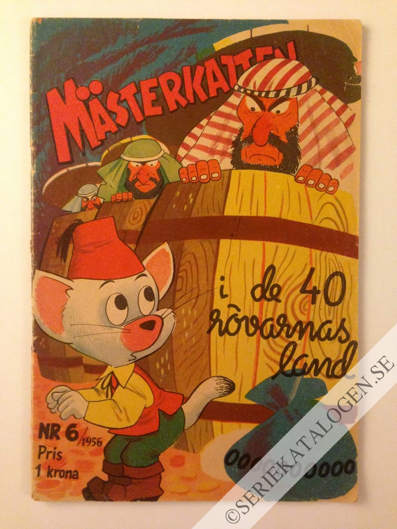 Framsida på Mästerkatten #6 - Mästerkatten i de 40 rövarnas land (1956)