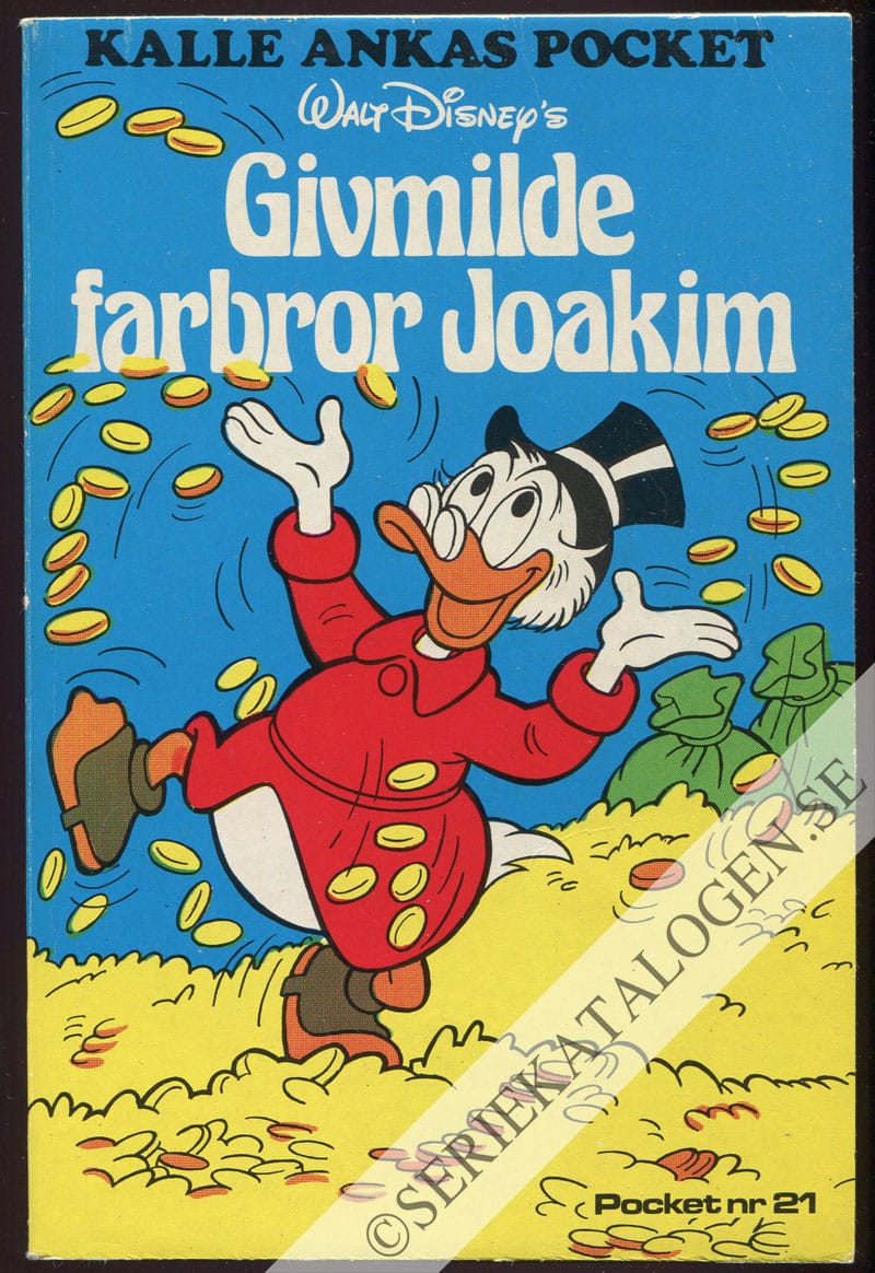 Framsida på Kalle Ankas pocket Givmilde Farbror Joakim (1975)
