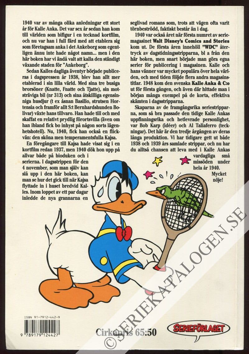 Baksida på Dagstidningsserier från 1940 (1992)