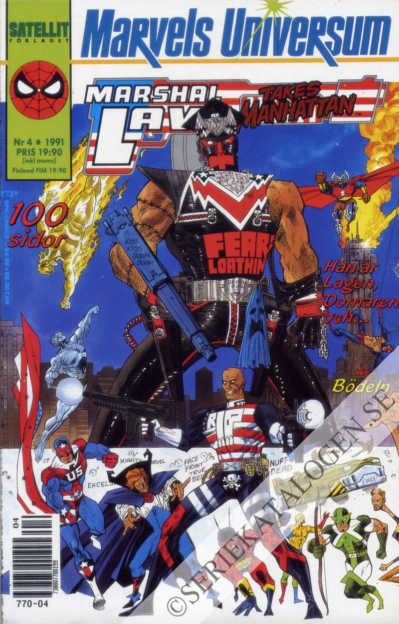 Framsida på Marvels universum #4 - Marshal Law (1991)