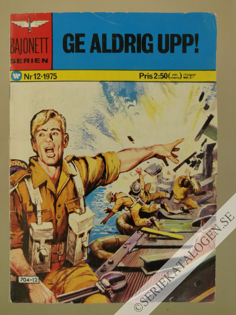 Framsida på Bajonettserien #12 - Ge aldrig upp! (1975)