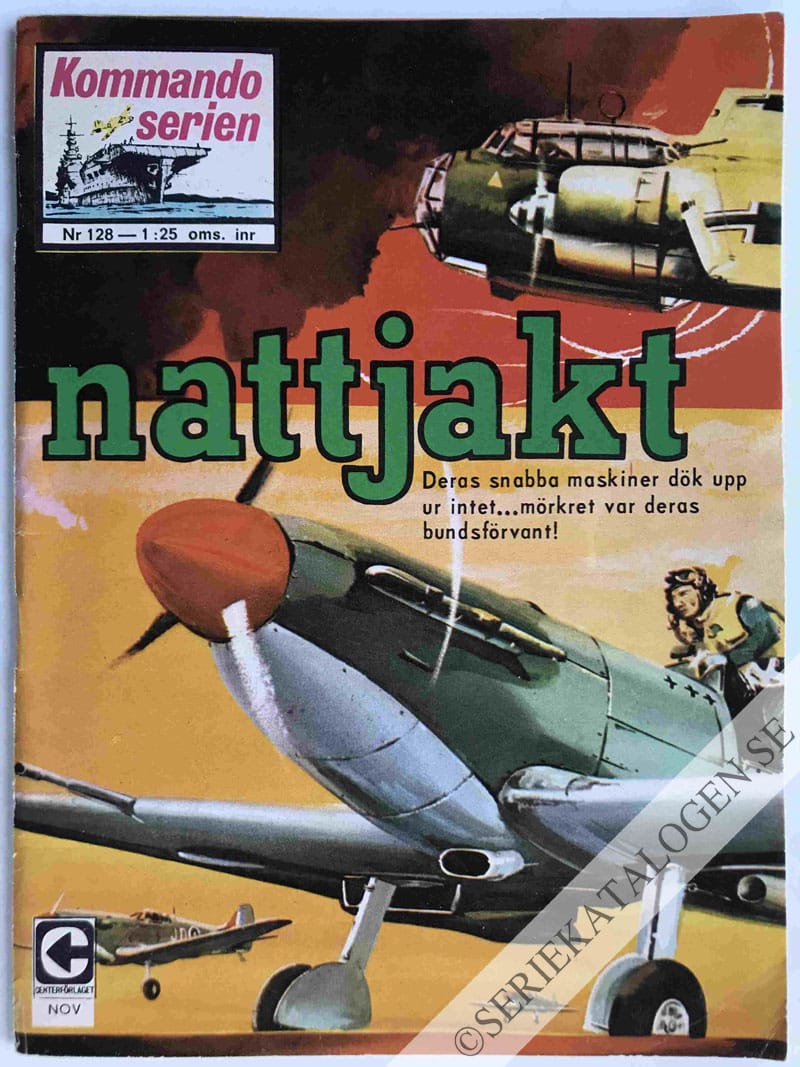 Framsida på Kommandoserien #128 - Nattjakt (1967)