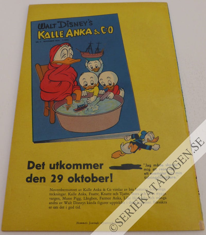 Baksida på Musse Pigg på den mystiska farmen (1954)