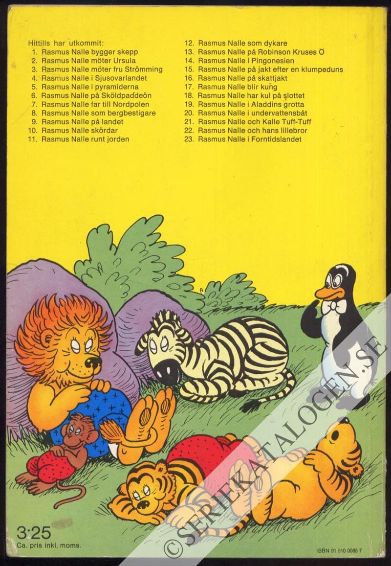 Baksida på Rasmus Nalle i sjusovarlandet (1972)