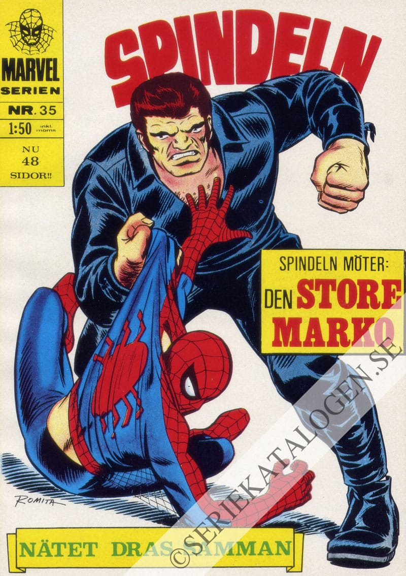 Framsida på Marvelserien Spindeln möter: den store Marko / Nätet dras samman (1970)